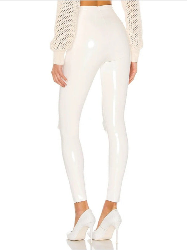 Cross-border Amazon Europe and America White Leather Pants Women's Cropped Pants Sexy PU Tight Slim Fit Summer Foreign Trade Hot Women's Clothing