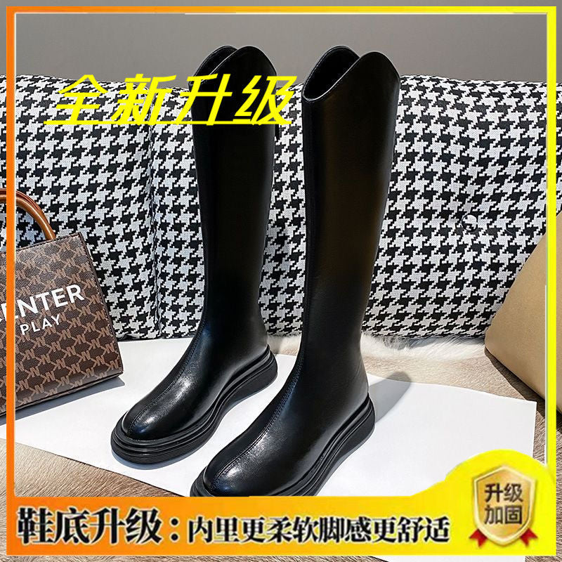 Lightweight Boots for Women 2025 Autumn and Winter New Thick-Soled Small Knee-High Knight Boots Slimming Look Boots High Boots