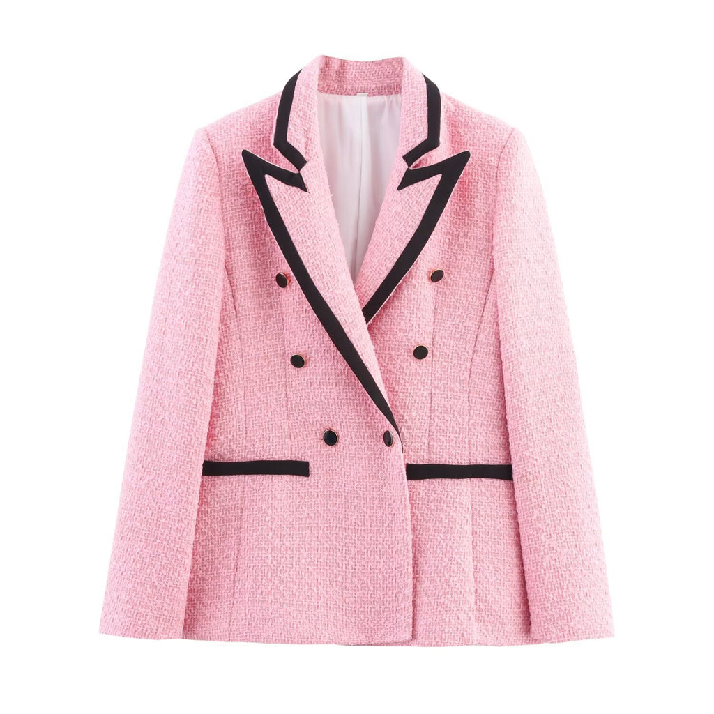 European and American Style Women's Clothing 2025 New European and American Fashion Simple Versatile Contrasting Color Suit Jacket