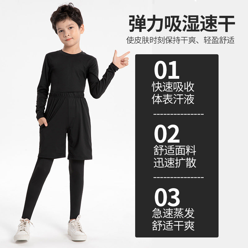 Children's Leggings, Long Pants, Fleece-Lined, Thick, Basketball, Sports, Running, Training, Fitness Pants, High Elasticity, Quick-Drying, Breathable Base Layer Pants