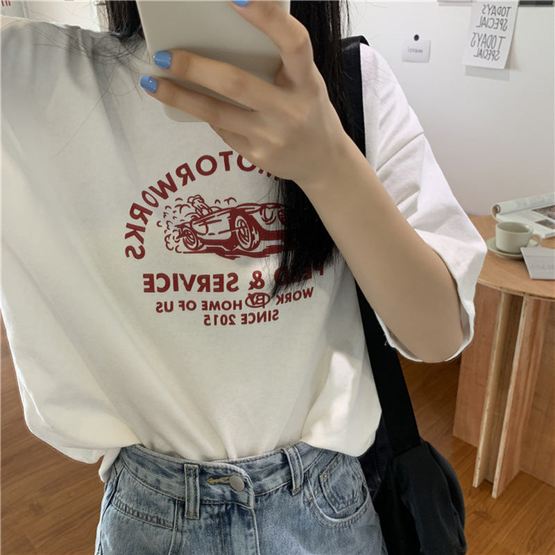 Summer Korean Style Loose Short-Sleeved T-Shirt for Women Korean Style New Bf Style Large Size Top Couple Bottoming Shirt Dropshipping