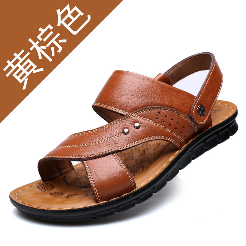 2026 Summer New Men's Sandals Trendy Genuine Leather Beach Shoes Large Size Top Layer Cowhide Casual Men's Slippers
