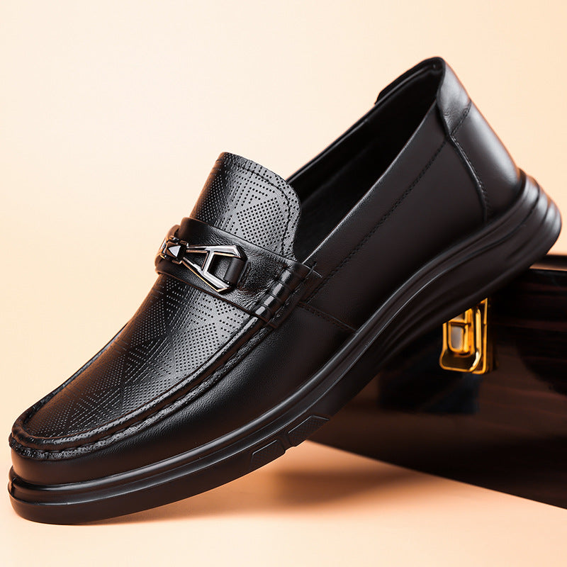 Loafers Men's Autumn Slip-on Lazy Casual Leather Shoes 2023 New Men's Cowhide Driving Peas Shoes Trendy