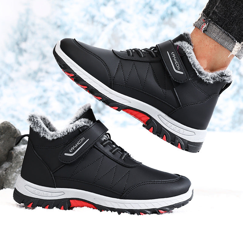 Cross-Border Export Large Size Leather Cotton Boots Men's Winter Warm Snow Boots Non-Slip Comfortable Plus Velvet Thickened Men's Boots