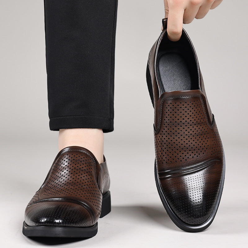 Men's Leather Shoes Summer Cut Out New Men's Shoes Casual Fashion Soft Sole Formal Shoes Business Shoes Sj2503-1