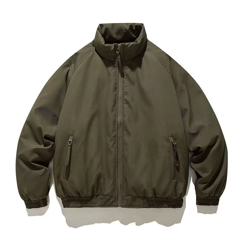 Japanese Vintage Tooling Trend Men's and Women's Loose Vertical Collar Short Cotton-padded Coat Winter Men's American Army Green Cotton Coat Jacket