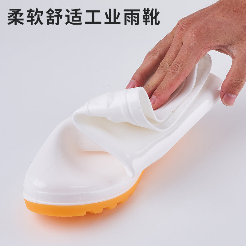 Food Hygiene Boots White Non-slip Labor Protection Rain Boots Wear-resistant Acid and Alkali Resistant Senior high school Low Tube Water Shoes Food Factory Work Shoes