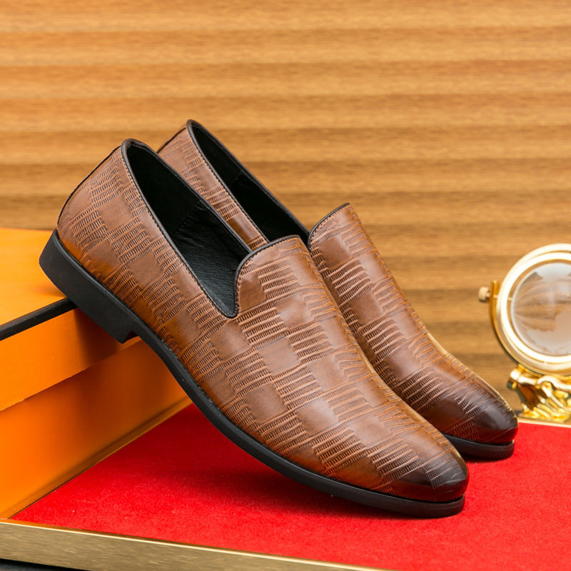 Cross-Border Men's Shoes, Business Slip-On Leather Shoes, Men's Simple Solid Color Loafers, Barber Shop Korean Style Small Leather Shoes, Men's Lazy Shoes