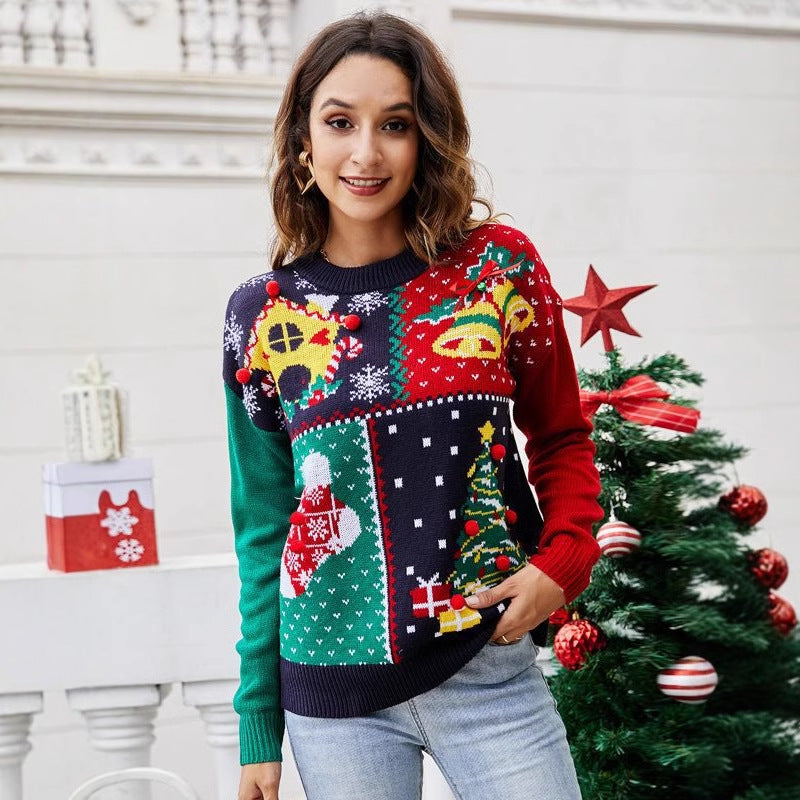 Amazon Explosions 2023 European and American Women's Little Snowflake Christmas Sweater Christmas Tree Pullover Knitted Sweater Christmas Clothes