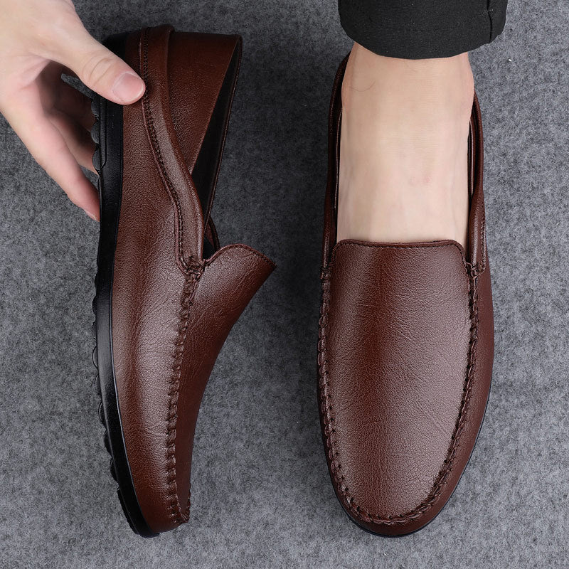 2026 Spring Men's Loafers Genuine Leather Men's Casual Shoes Large Size Breathable Shoes for Men