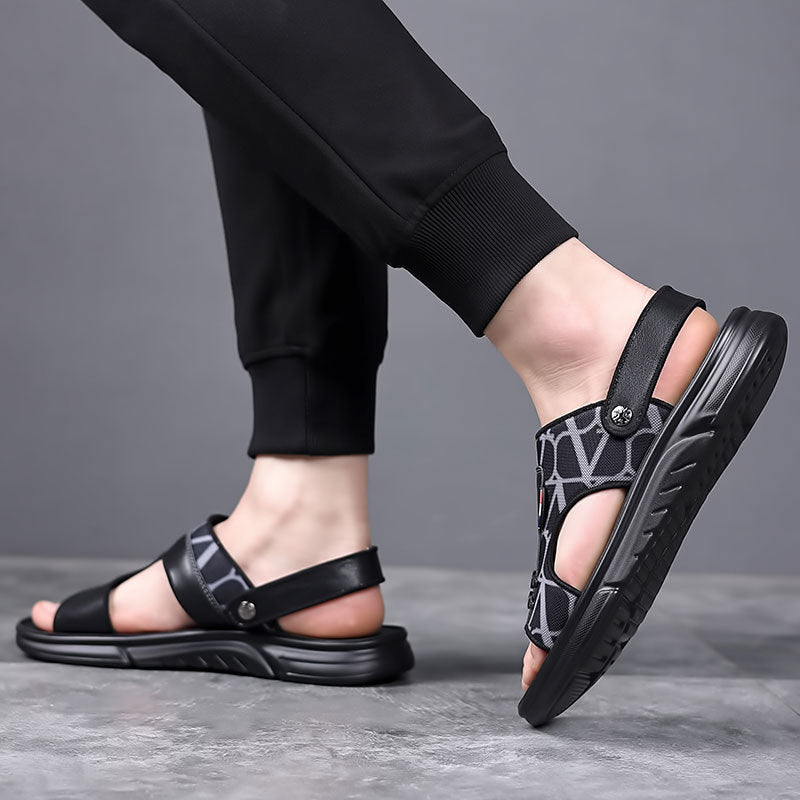 Men's Sandals 2026 New Summer Non-Slip Casual Dual-Wear Beach Shoes Men's Genuine Leather Soft-Soled Sandals Men's Trendy Style