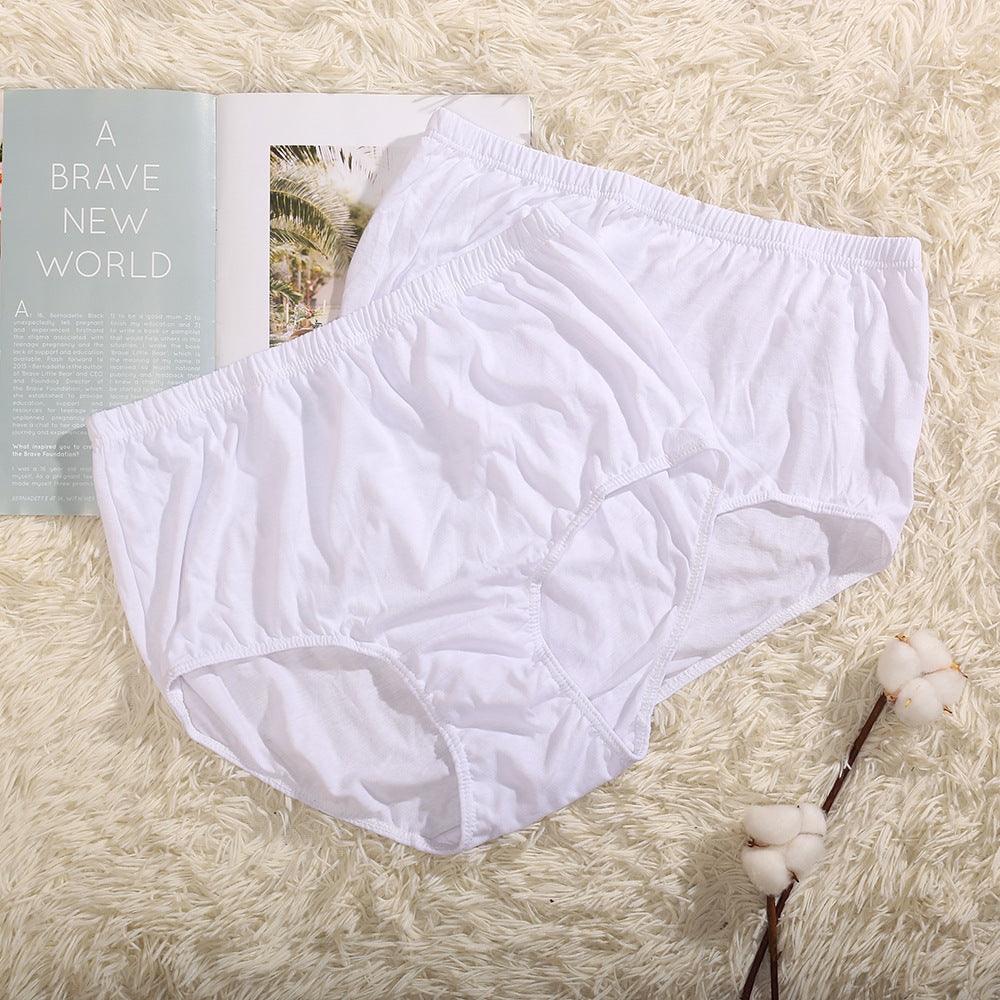 100% Pure Cotton White High Waist Underwear Women's Large Size Loose Shorts for Middle-aged and Elderly Mothers