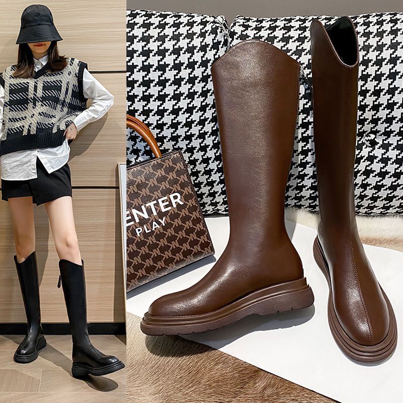 Lightweight Boots for Women 2025 Autumn and Winter New Thick-Soled Small Knee-High Knight Boots Slimming Look Boots High Boots