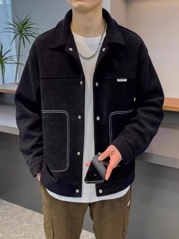 Spring and Autumn 2025 New Men's Jackets Trendy Handsome Versatile Casual Lapel Jackets