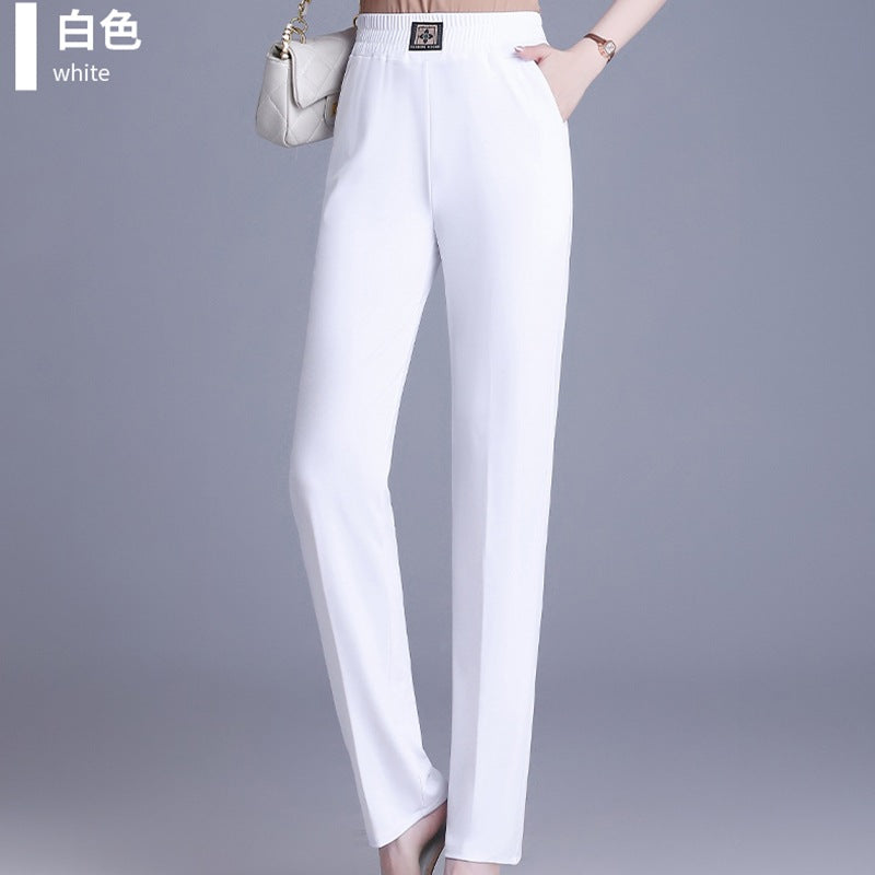 Women's Summer Thin Straight Elastic Elastic Trousers Women's Casual Solid Color Simple Temperament Loose Trousers