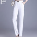 Women's Summer Thin Straight Elastic Elastic Trousers Women's Casual Solid Color Simple Temperament Loose Trousers