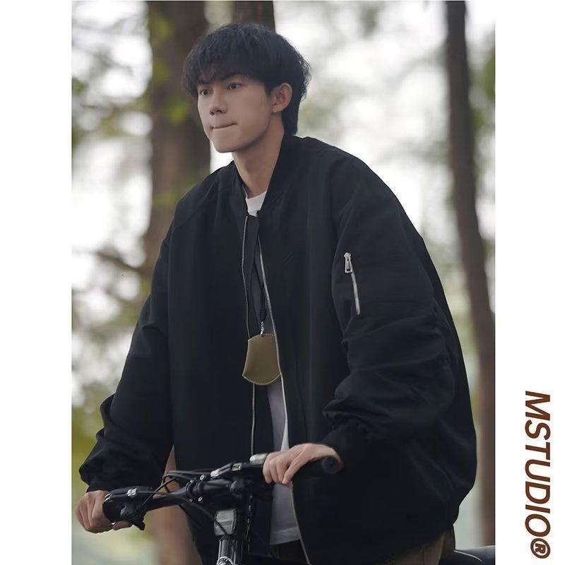 Coat Men's Autumn American Style vintage Fashion Brand Retro High-end Men's Loose Bomber Jacket Work Wear