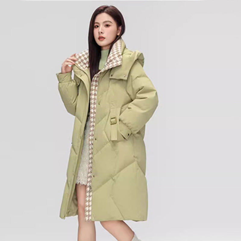 2025 Winter down Jacket Women's Brand Mid-Length Elegant Age-Reducing Style Jacket Warm Hooded down Coat Trendy