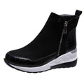2026 New Large Size Boots for Women, Autumn Height-Increasing Short Boots, Korean Style Wedge Heel Student Side Zipper Sneakers for Women