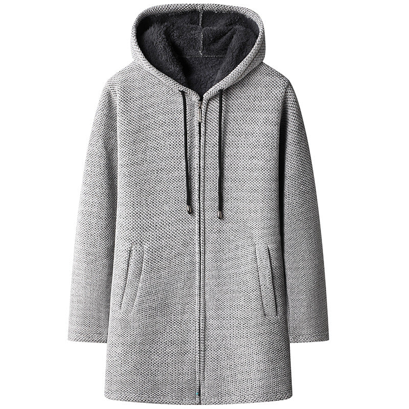 Good Quality Autumn and Winter New Men's Casual Mid-length Jacket All-match fleece-lined Coat Jacket 6619-P55