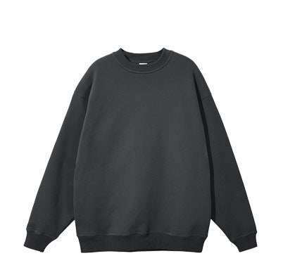 2023 autumn new round neck sweater fashion brand solid color pullover men's sweater loose fleece-lined men's couple sweater