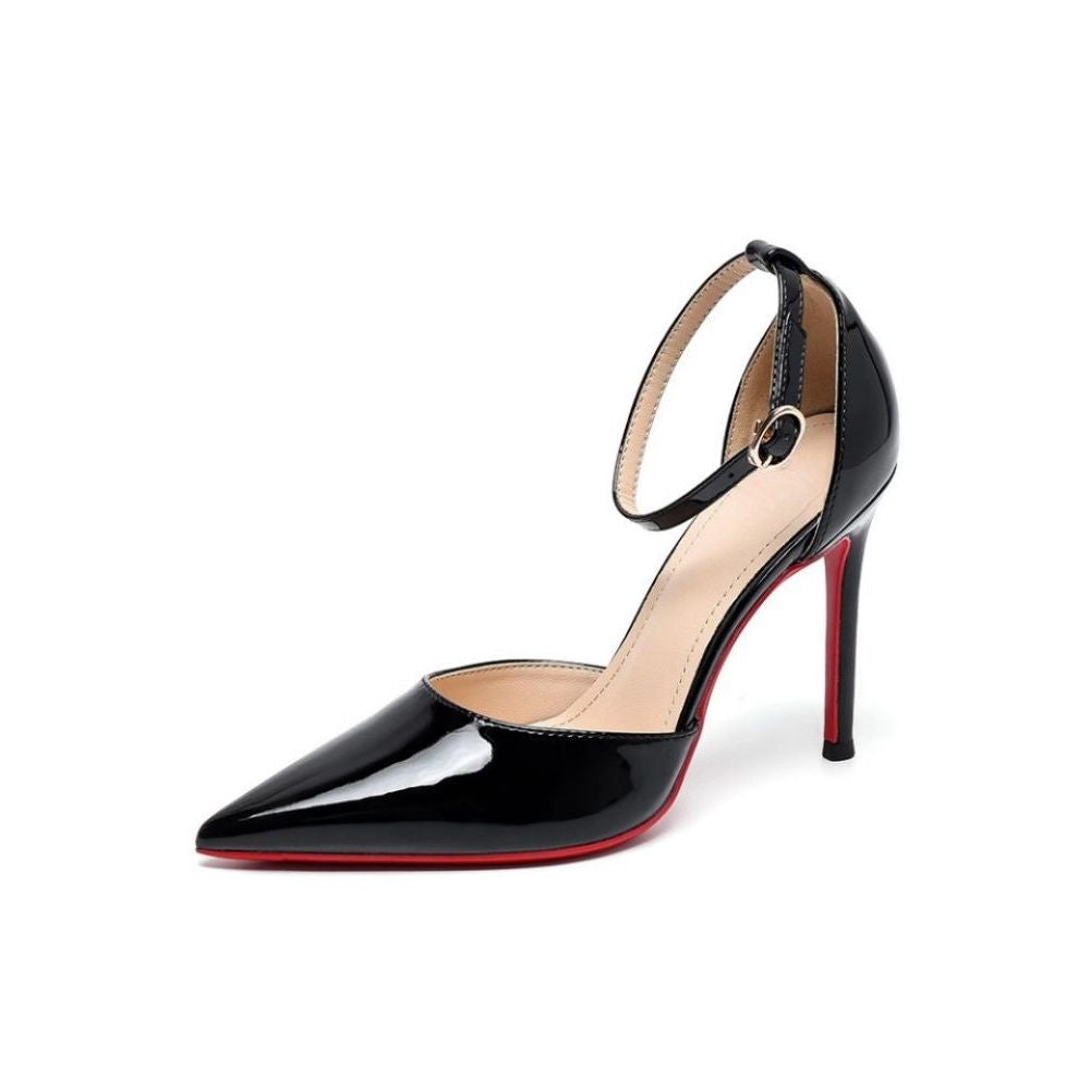 Sexy Black High-Heeled Shoes with Thin Heels and Pointed Toes for Women, 2026 New Model, Single-Strap Red-Soled Shoes with Hollow Shallow Mouth Design, Elegant Single Shoes