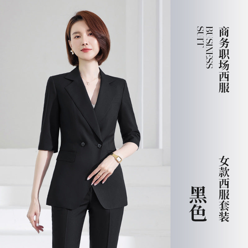 Women's Mid-sleeve suit Korean-style slim-fit professional formal wear business workwear uniform property administrative work clothes