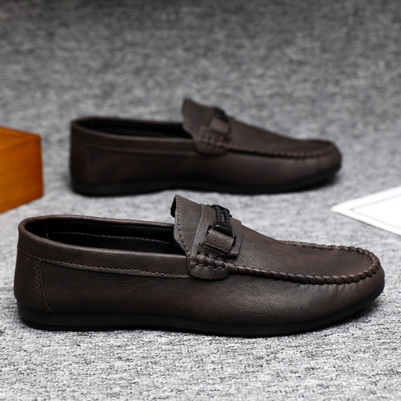 High-End Formal Summer Soft-Soled Business Work Waterproof Lightweight Leather Men's Loafers Men's Thick-Soled Breathable Shoes