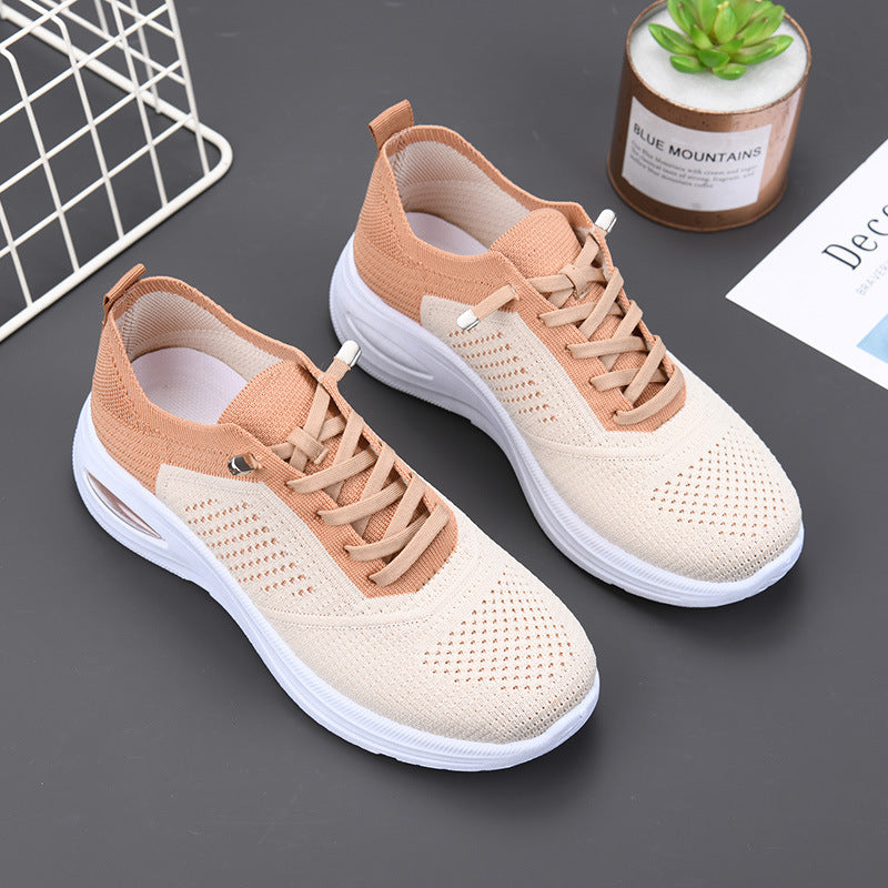 Shoes for Women 2025 New Foreign Trade Women's Shoes Casual Lace-Up Sock Mesh Shoes Soft-Soled Sports Shoes for Women