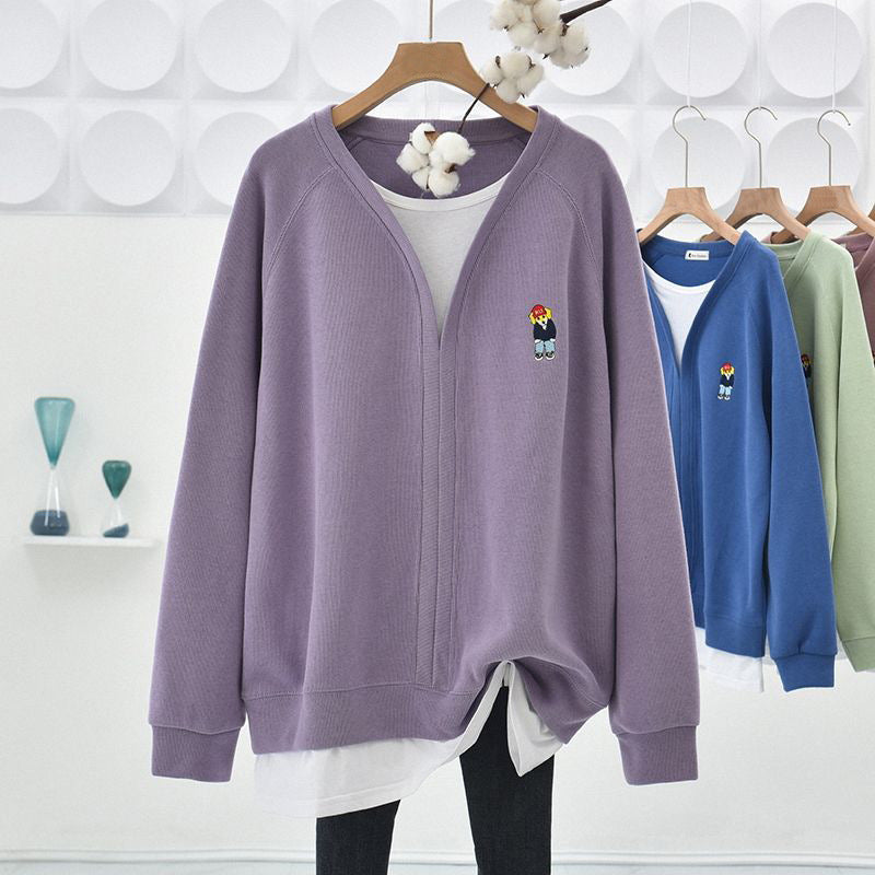 Women's Sweatshirt 2026 Spring, Autumn, and Winter New Style, Mid-Length, Loose, Stylish, Hip-Covering, Popular Top for Petite Figures