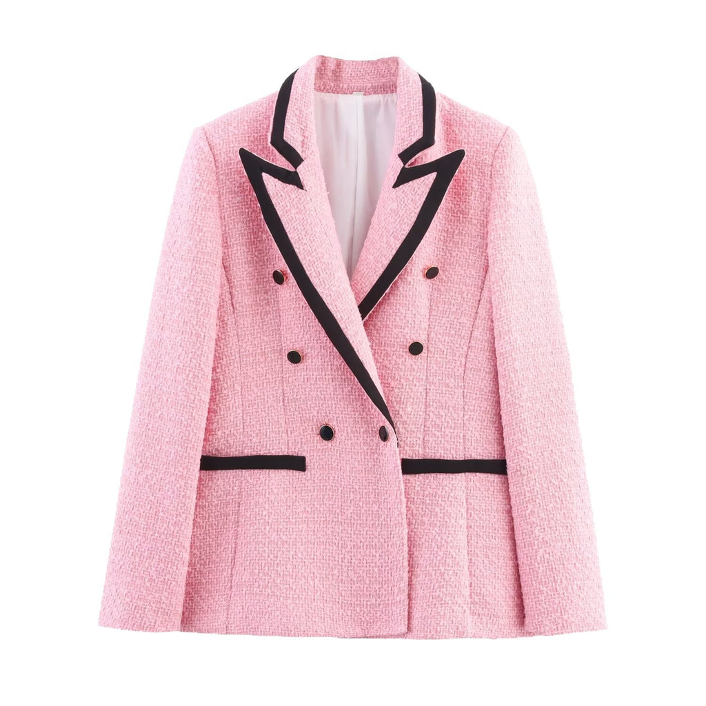 European and American Style Women's Clothing 2025 New European and American Fashion Simple Versatile Contrasting Color Suit Jacket