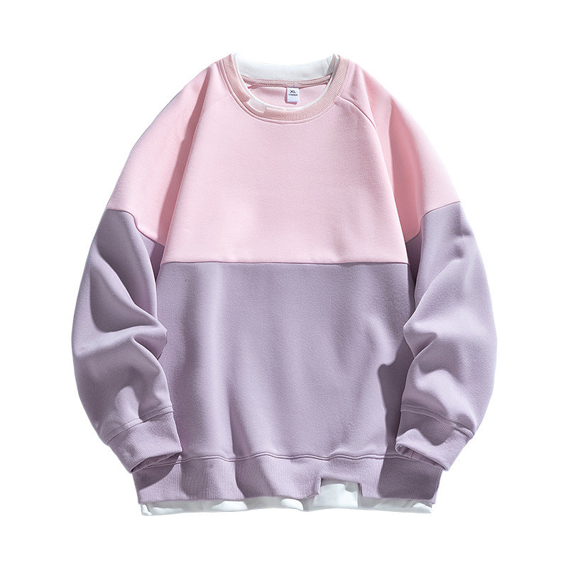 Cross-border Fake Two-piece Round Neck Sweaters Men's Spring and Autumn Fashion Contrast Color Stitching Top 2025 New Youth Autumn Clothes