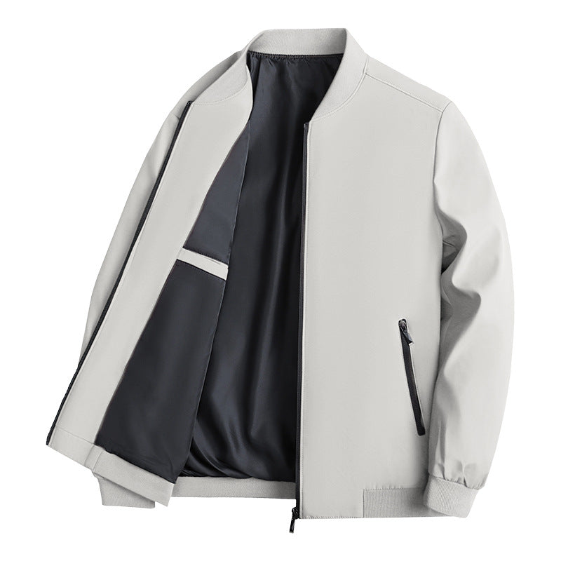 Jacket Men's Spring and Autumn New Arrival Middle-Aged Dad's Casual All-Match Outerwear Solid Color Trendy Coat Jacket
