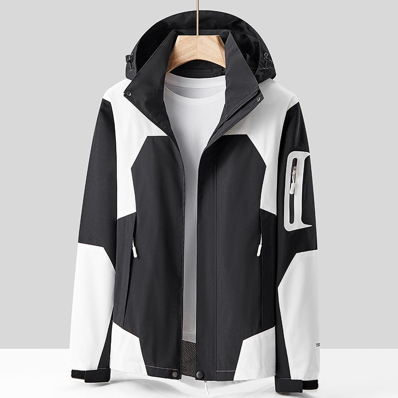 Outdoor Jacket Men's Winter Velvet Short-Sleeved Thickeneded Spring & Fall Windproof Waterproof Breathable Jacket Mountaineering Jacket