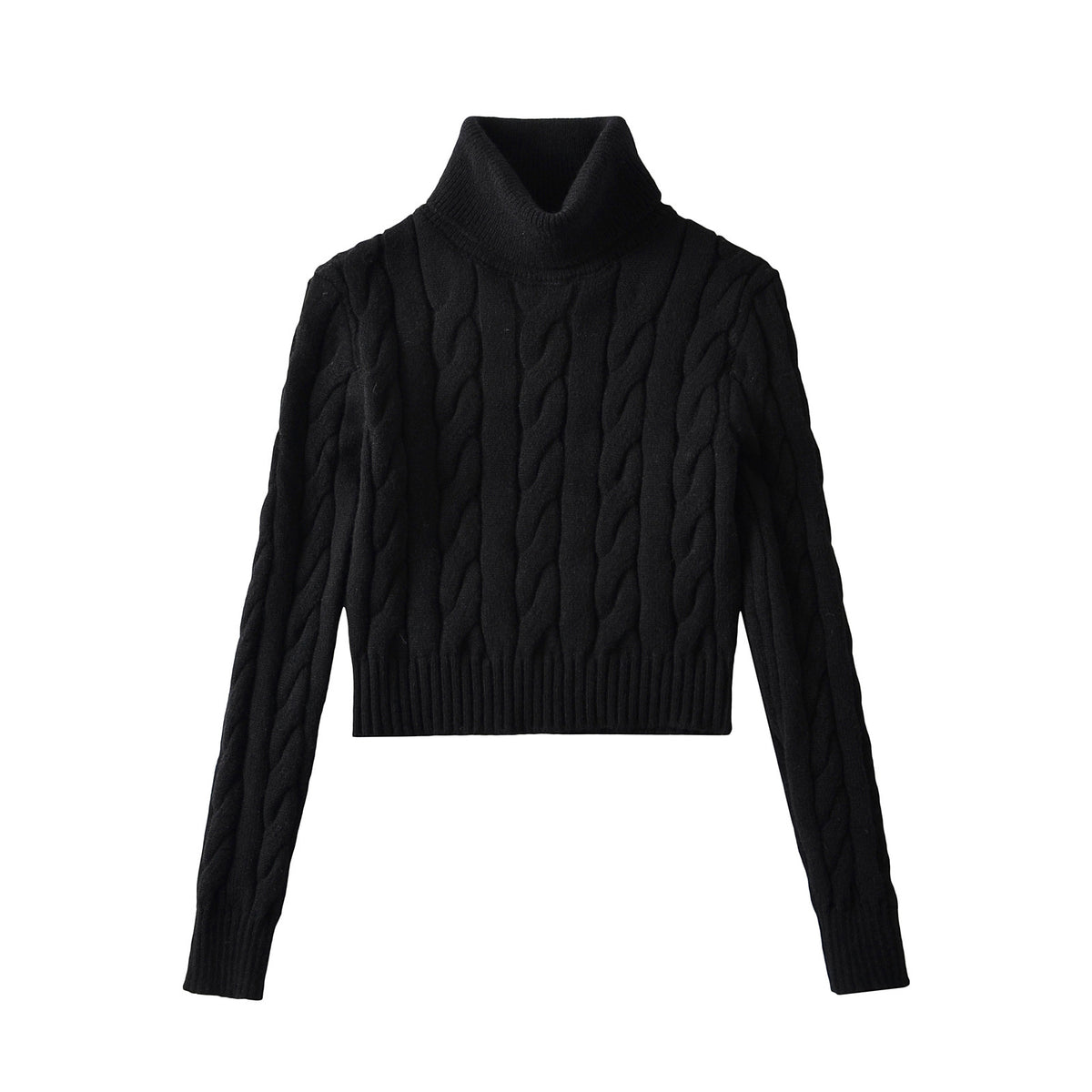 2024 Winter New Spice Girls High Neck Twist Sweater Women's Solid Color All-match Lazy Style Short Base Long Sleeve Sweater