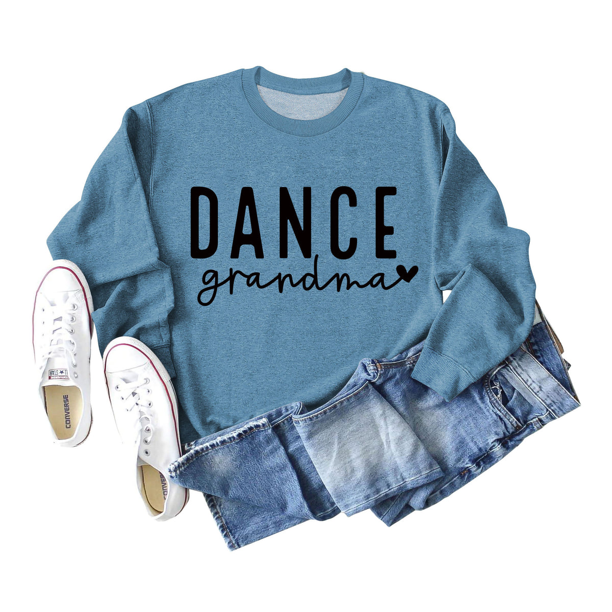 Amazon independent station Dance grandma love letter fashion loose round neck autumn and winter long sleeve sweater women