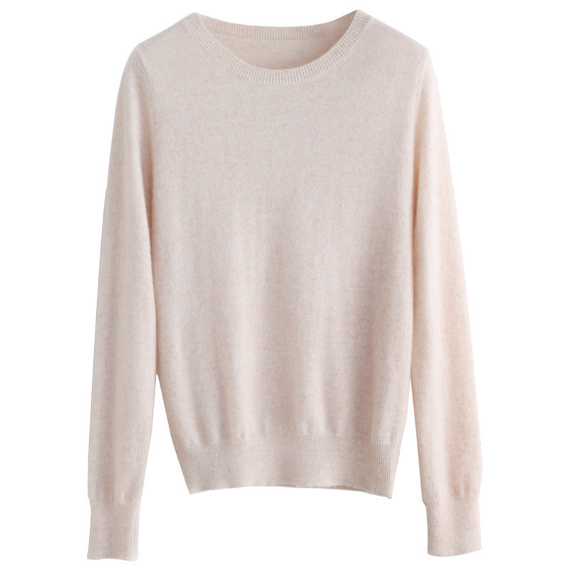 Autumn and Winter New Round Neck Sweater Women's Pullover Sweater Solid Color Long Sleeve Women's Thin Inner Short Base Shirt for Women