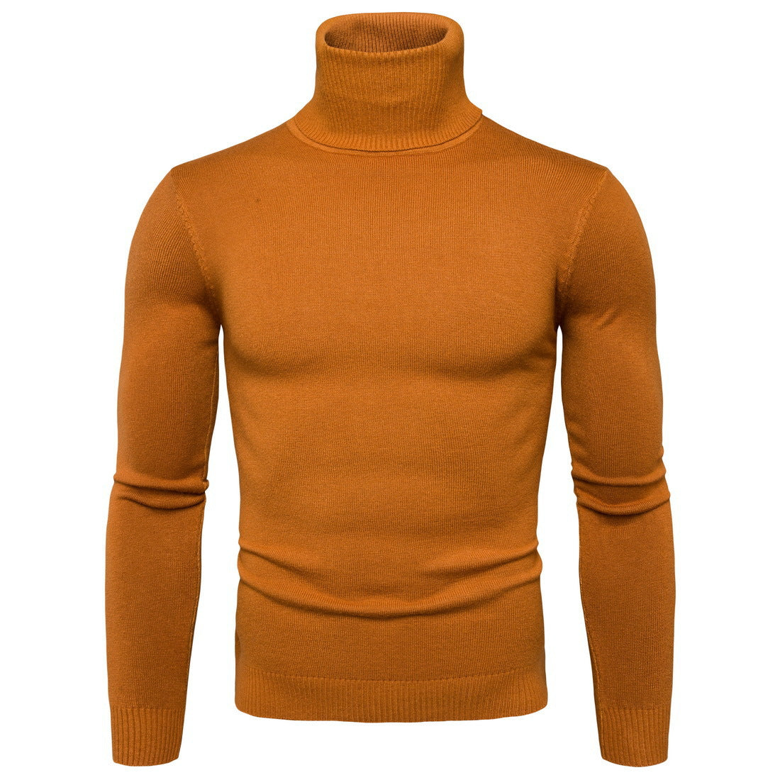 Amazon foreign trade autumn and winter new men's solid color slim turtleneck sweater sweater plus size men's pullover base shirt