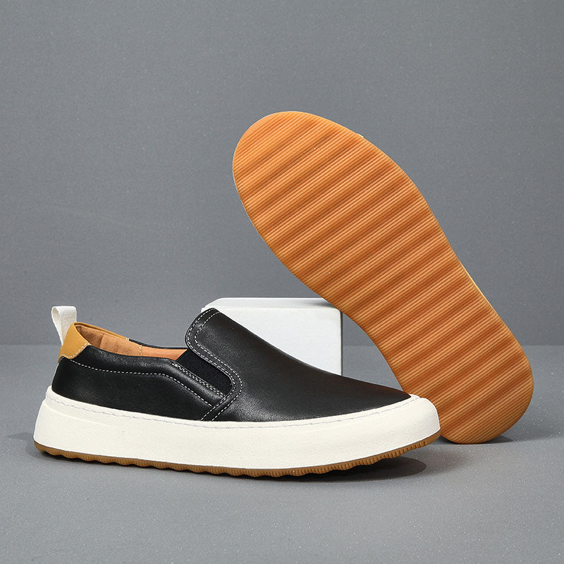 Men's Shoes 2025 New Style Men's Genuine Leather Casual Sneakers Breathable Loafers Slip-On Lazy Shoes Breathable and Comfortable