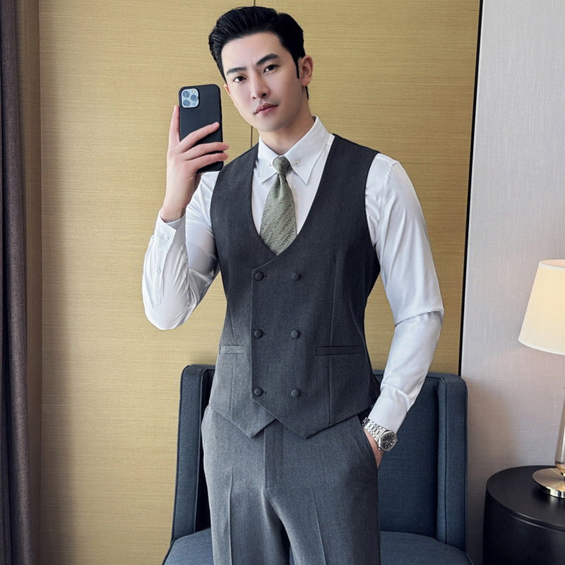 New Spring and Summer High-end Slim-fit Vest Pants suit Men Business Casual Vest Set Best Man Group Dress Suit Men