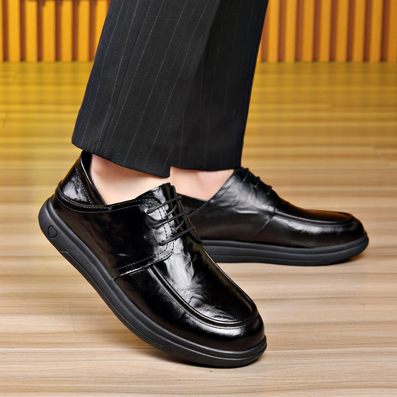 Men's Leather Shoes, New Popular Model 2025, Business Formal Men's Lace-Up Shoes, Casual Versatile Groom's Wedding Shoes