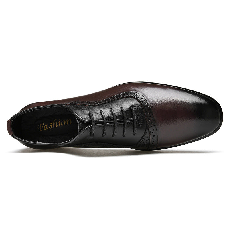 Spring and Autumn men's Brogue leather shoes British pointed Business Formal wear genuine leather men's shoes Oxford single-layer shoes wedding shoes men's shoes