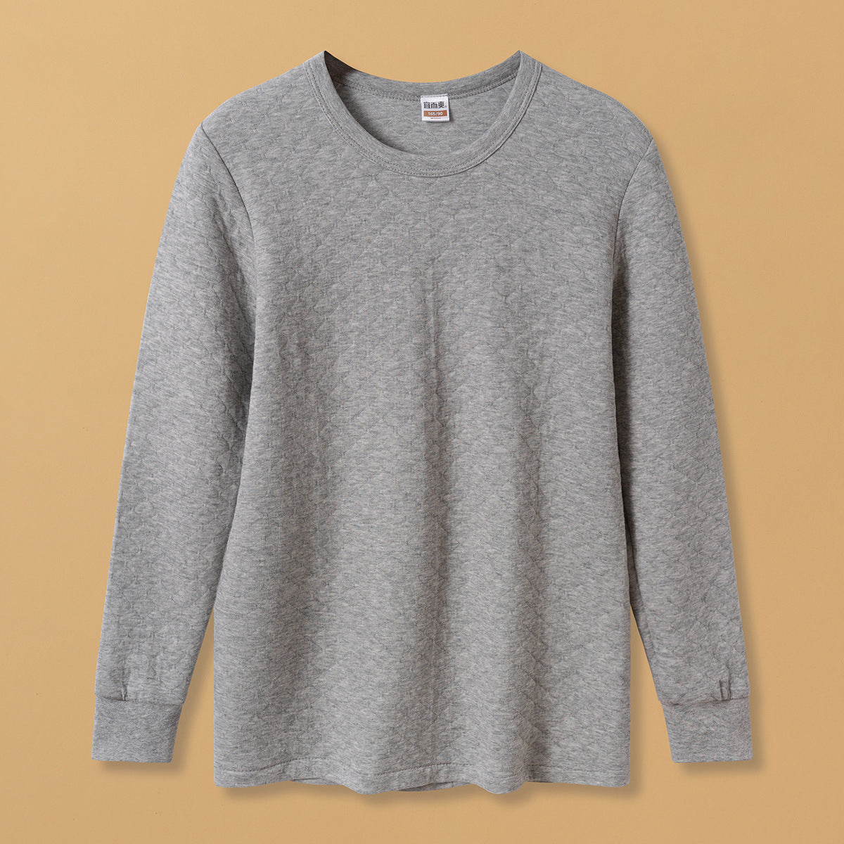 Yiershuang Men's and Women's Warm Cotton Single-piece Three-layer Round Neck Long-sleeved Shirt Trousers Air Cotton Thermal Underwear Thickened