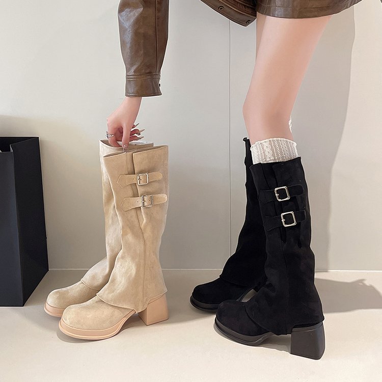 Western Cowboy Boots for Women 2025 New Autumn and Winter Pile Knight Trouser Boots Detachable Two-Wear Knee-Length Boots