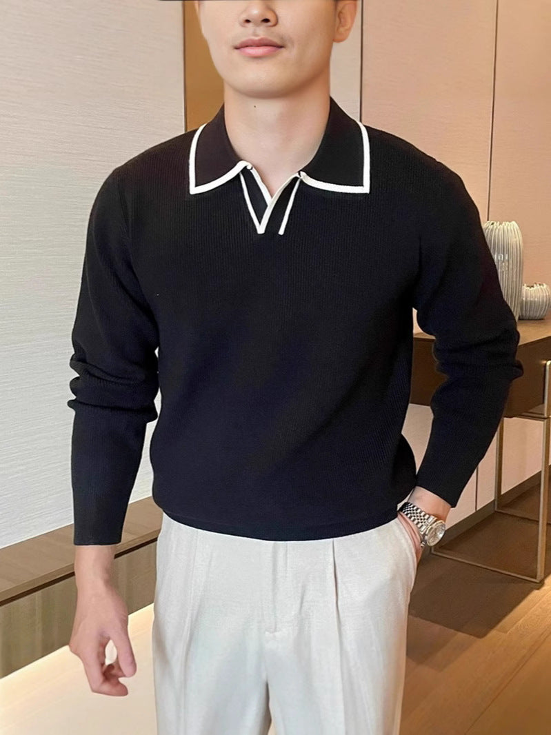 Light Mature Style Casual Lapel Sweater Men's Trendy Brand New Style Men's Warm Top for Autumn and Winter 2024