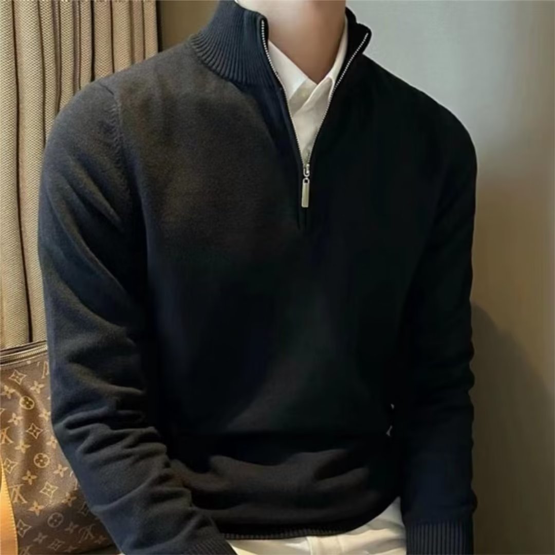 Sweater Long-Sleeved Half Turtleneck Zipper Bottoming Sweater Men's 2025 Pullover Autumn and Winter Versatile Knitted Knitwear Men's Knitwear