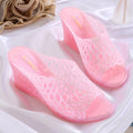 High-Heeled Women's Shoes with Thick Soles, Wedge Heels, Mesh Crystal Slippers, Pearlescent Iridescent Plastic Jelly Shoes, Hollow Anti-Odor High Heels