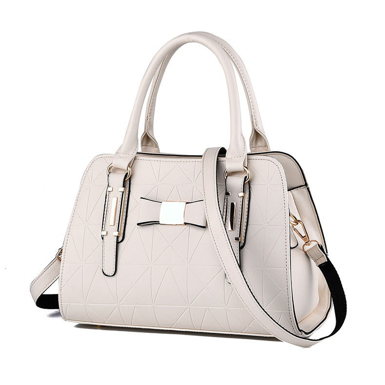 Bow women's bag embossed handbag foreign trade large capacity shoulder bag wholesale messenger bag simple mother bag