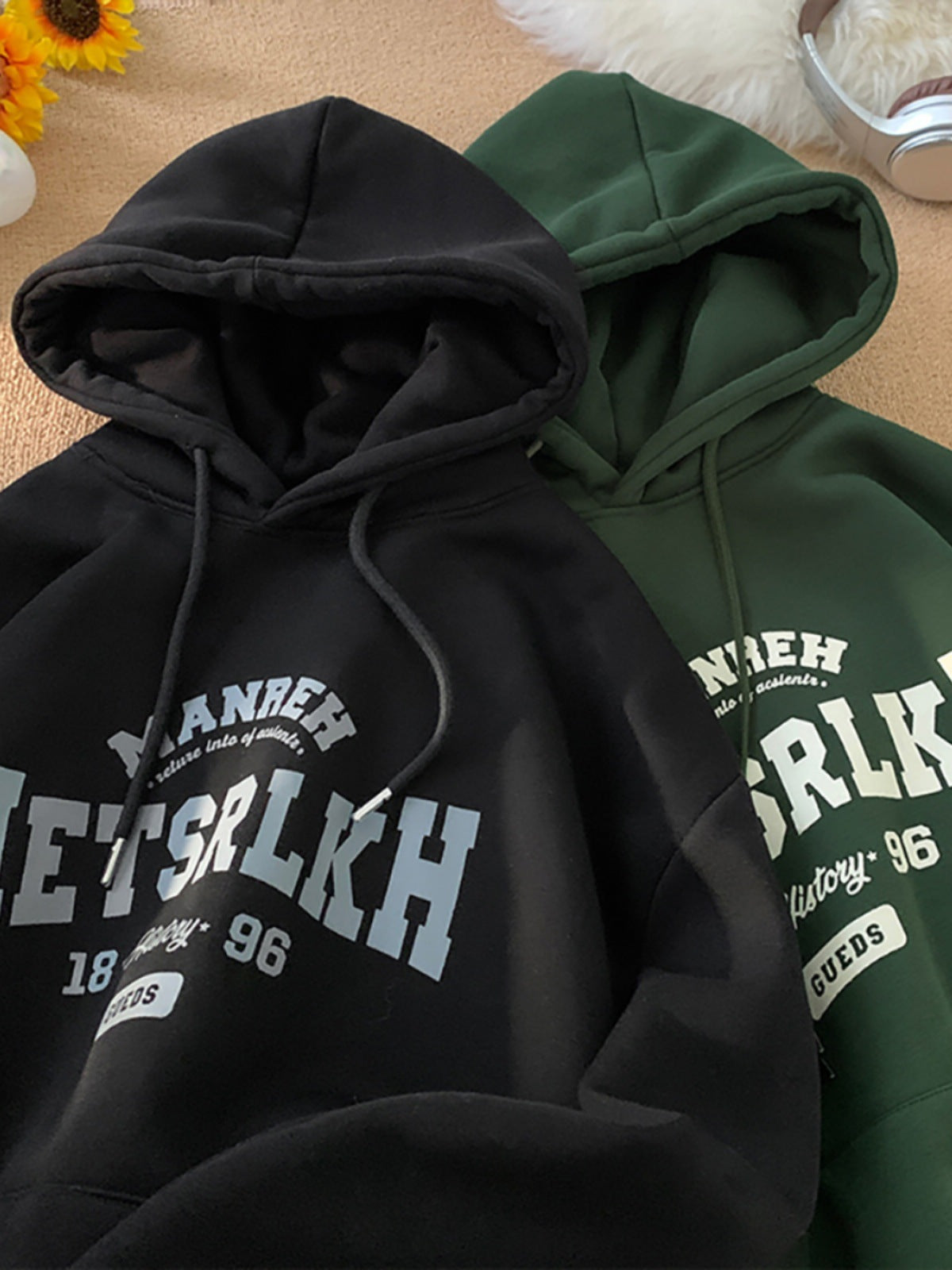 Hooded Sweater Men's 2024 Autumn and Winter New American Style Trendy Brand Letter Printed Heavy Loose Casual Hoodie Jacket