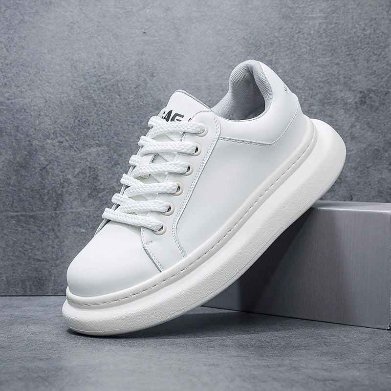Men's Height-Increasing Casual Shoes Versatile Sports Platform Sneakers Thick-Soled Trendy Men's Shoes Simple White Shoes for Spring and Summer
